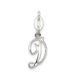 Sterling Silver Initial D Charm Pendant, Cursive Script Design, Polished Finish