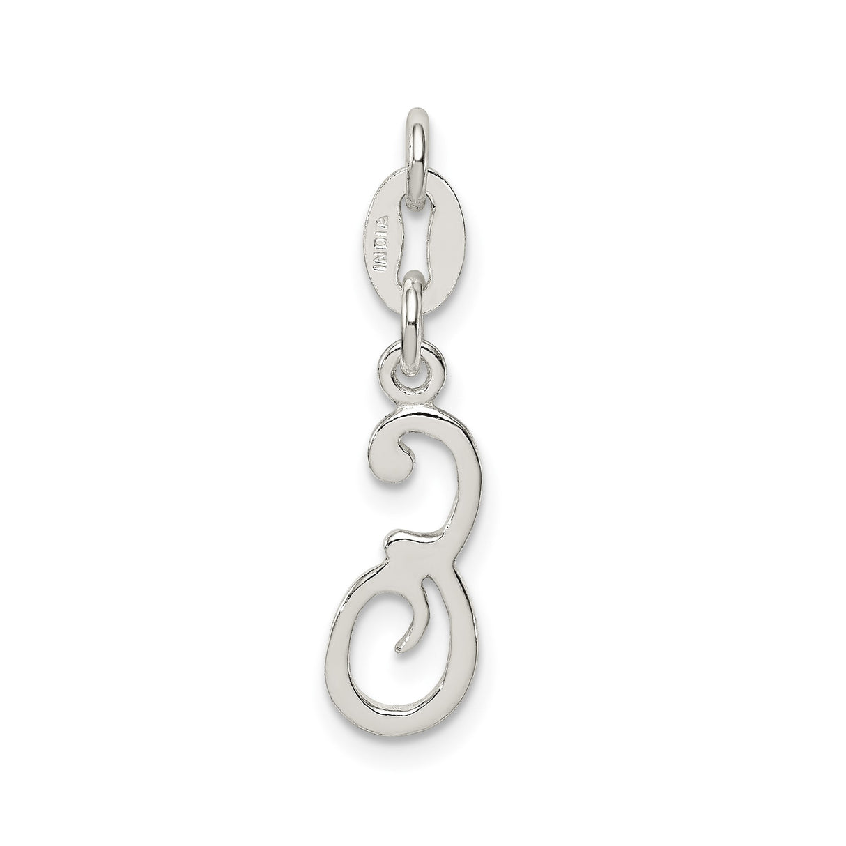 Sterling Silver Letter G Pendant, Script Initial Charm with Flowing Cursive Design
