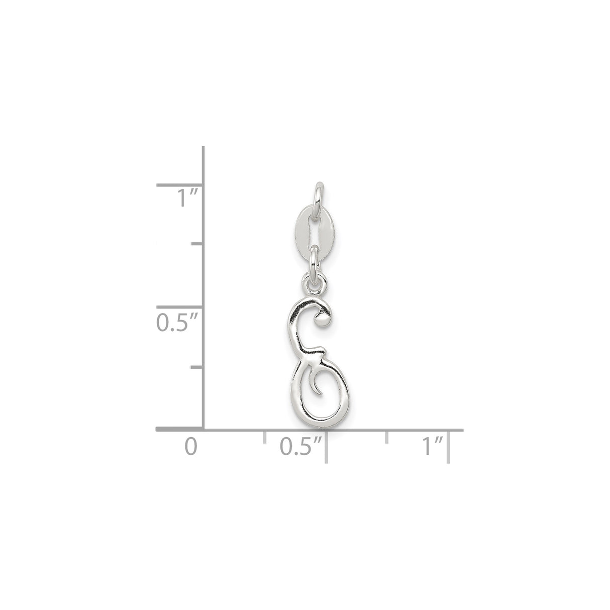 Sterling Silver Letter G Pendant, Script Initial Charm with Flowing Cursive Design