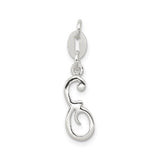 Sterling Silver Letter G Pendant, Script Initial Charm with Flowing Cursive Design