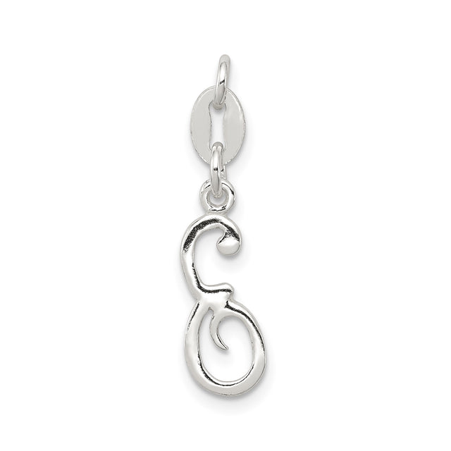 Sterling Silver Letter G Pendant, Script Initial Charm with Flowing Cursive Design