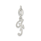 Sterling Silver Initial J Pendant Charm, Script Monogram Letter Jewelry for Necklace or Bracelet