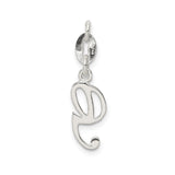Sterling Silver Letter G Pendant Charm, Polished Script Initial Monogram Jewelry for Women
