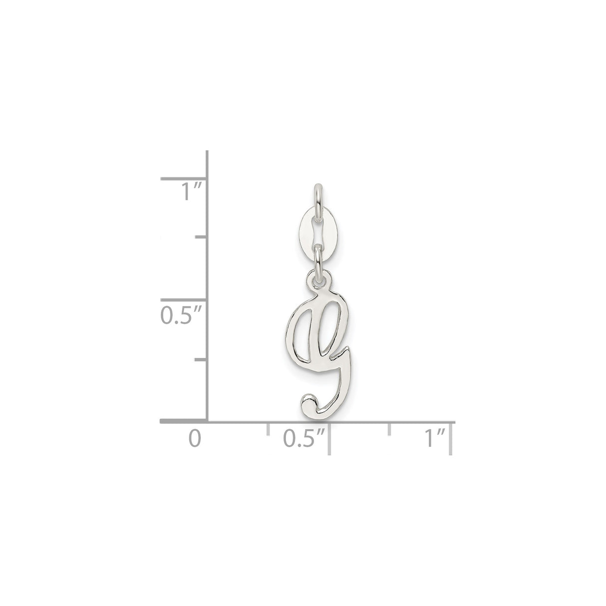 Sterling Silver Letter G Pendant Charm, Polished Script Initial Monogram Jewelry for Women