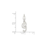 Sterling Silver Letter G Pendant Charm, Polished Script Initial Monogram Jewelry for Women