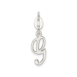 Sterling Silver Letter G Pendant Charm, Polished Script Initial Monogram Jewelry for Women