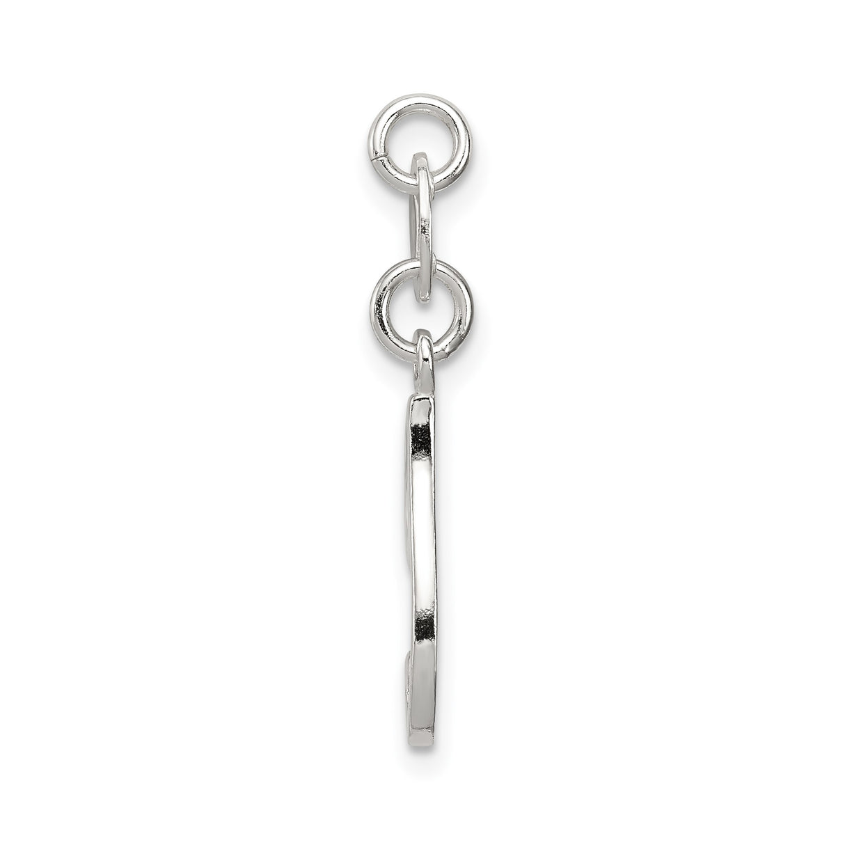 Sterling Silver Initial J Pendant, Polished Cursive Letter Charm for Women or Unisex Wear