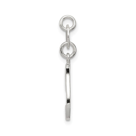 Sterling Silver Initial J Pendant, Polished Cursive Letter Charm for Women or Unisex Wear