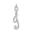 Sterling Silver Initial J Pendant, Polished Cursive Letter Charm for Women or Unisex Wear