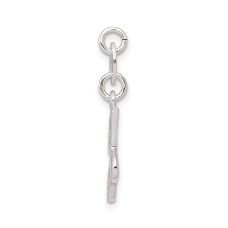 Sterling Silver Pendant, Script Letter G Initial Charm, Polished Cursive Monogram Design