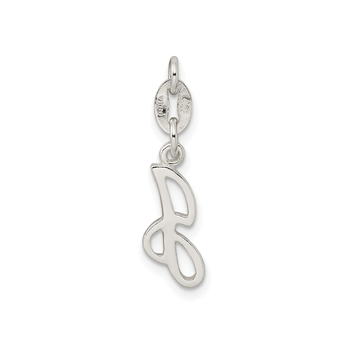 Sterling Silver Pendant, Script Letter G Initial Charm, Polished Cursive Monogram Design