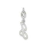 Sterling Silver Pendant, Script Letter G Initial Charm, Polished Cursive Monogram Design