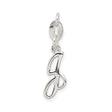 Sterling Silver Pendant, Script Letter G Initial Charm, Polished Cursive Monogram Design