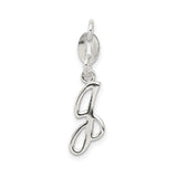 Sterling Silver Pendant, Script Letter G Initial Charm, Polished Cursive Monogram Design