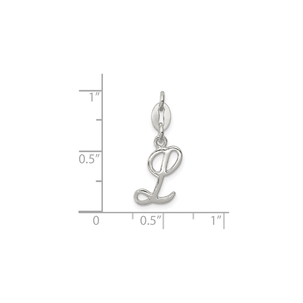 Sterling Silver Script Initial L Pendant, Cursive Letter Charm for Necklace or Bracelet