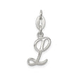 Sterling Silver Script Initial L Pendant, Cursive Letter Charm for Necklace or Bracelet