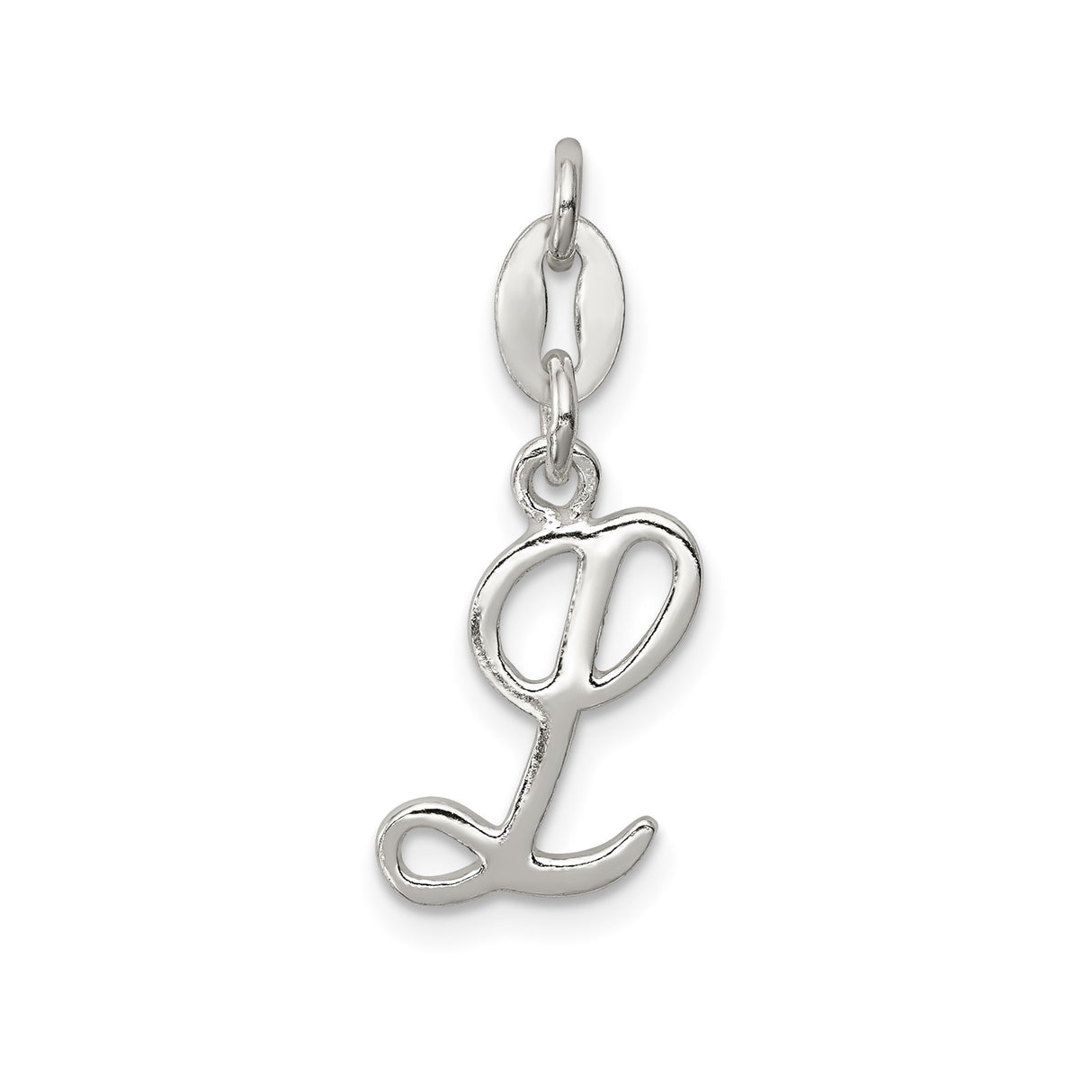 Sterling Silver Script Initial L Pendant, Cursive Letter Charm for Necklace or Bracelet