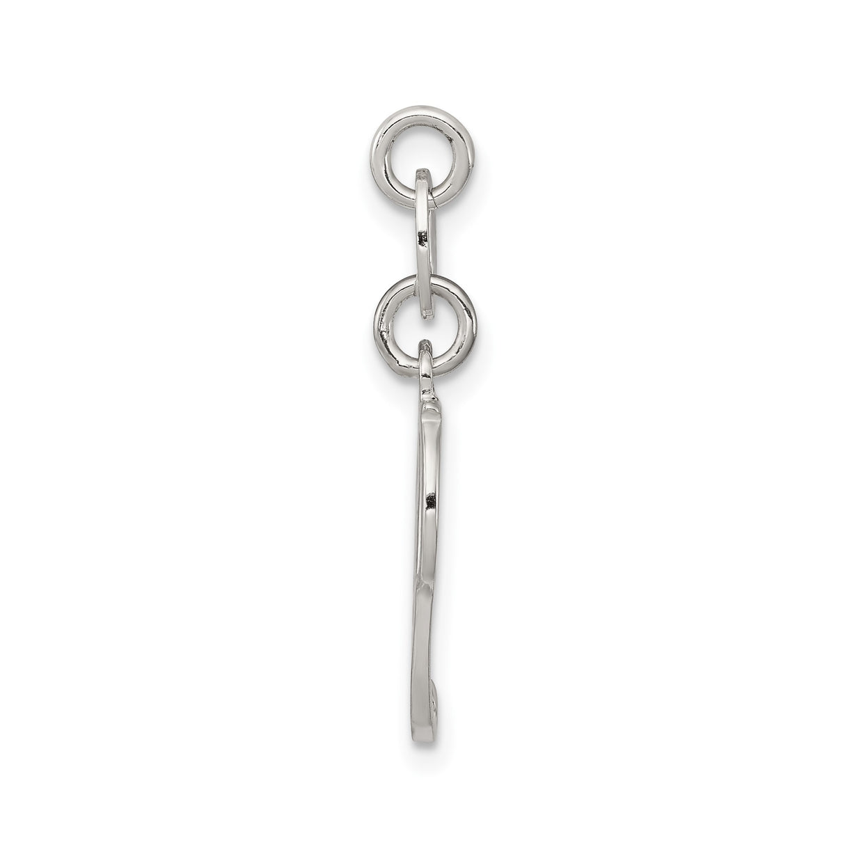 Sterling Silver Script Initial J Pendant, Polished Cursive Letter Charm for Women