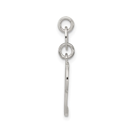 Sterling Silver Script Initial J Pendant, Polished Cursive Letter Charm for Women
