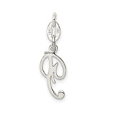 Sterling Silver Script Initial J Pendant, Polished Cursive Letter Charm for Women