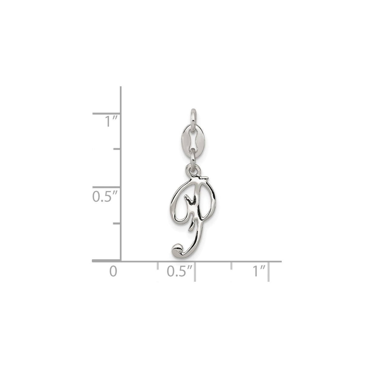 Sterling Silver Script Initial J Pendant, Polished Cursive Letter Charm for Women
