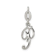 Sterling Silver Script Initial J Pendant, Polished Cursive Letter Charm for Women