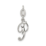 Sterling Silver Script Initial J Pendant, Polished Cursive Letter Charm for Women
