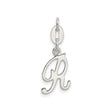 Sterling Silver Script Initial R Pendant, Polished Cursive Letter Charm for Women