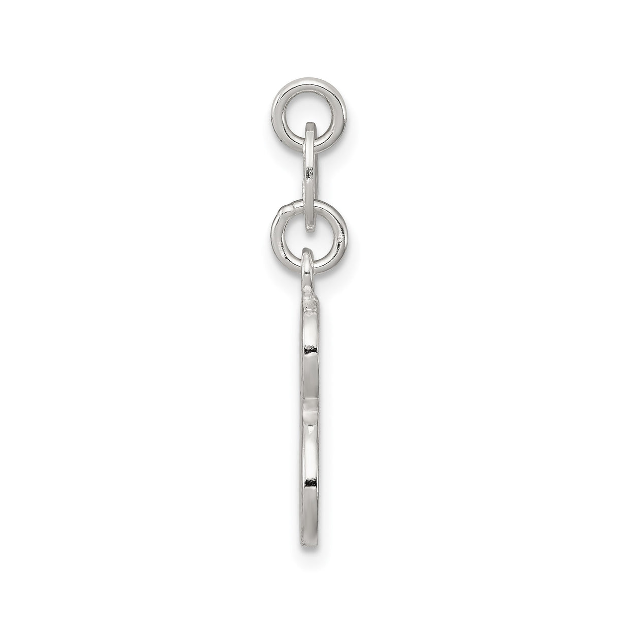 Sterling Silver Letter S Pendant, Polished Script Initial Charm for Necklace or Bracelet