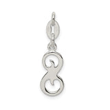 Sterling Silver Letter S Pendant, Polished Script Initial Charm for Necklace or Bracelet
