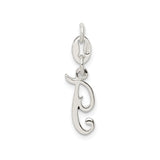 Sterling Silver Initial J Pendant Charm, Cursive Script Letter for Women