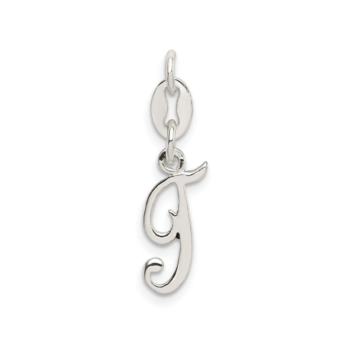 Sterling Silver Initial J Pendant Charm, Cursive Script Letter for Women