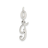 Sterling Silver Initial J Pendant Charm, Cursive Script Letter for Women