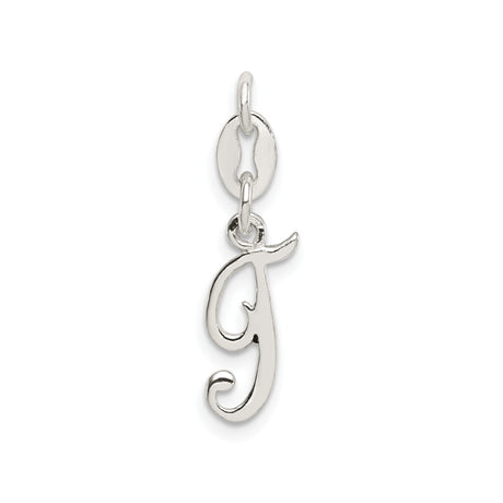 Sterling Silver Initial J Pendant Charm, Cursive Script Letter for Women