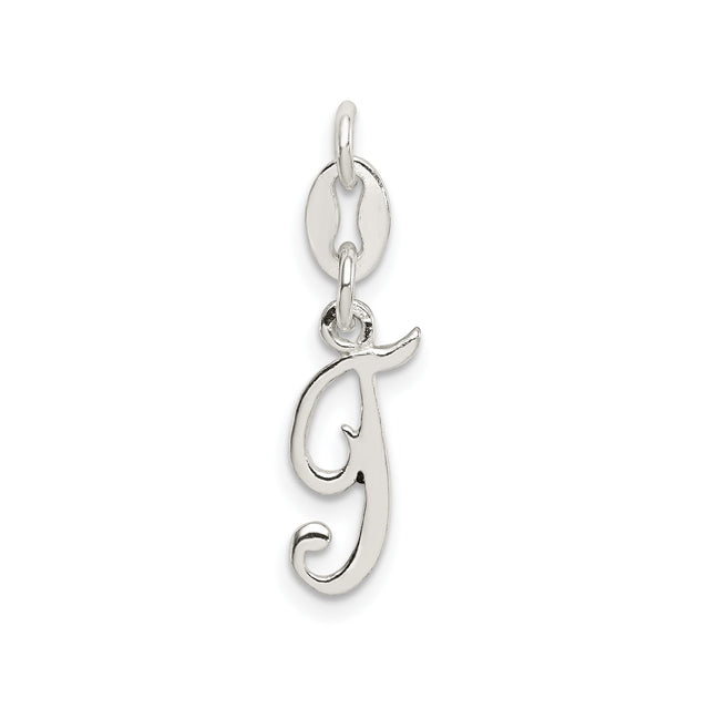 Sterling Silver Initial J Pendant Charm, Cursive Script Letter for Women