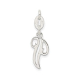 Sterling Silver Letter P Pendant, Script Initial Charm with Flowing Monogram Design for Women