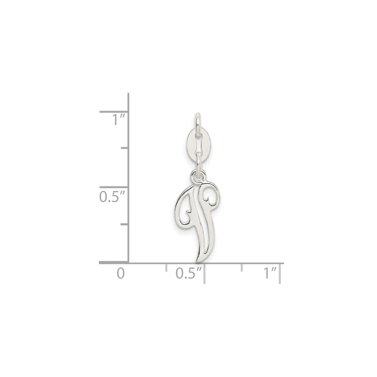 Sterling Silver Letter P Pendant, Script Initial Charm with Flowing Monogram Design for Women