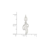Sterling Silver Letter P Pendant, Script Initial Charm with Flowing Monogram Design for Women