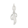Sterling Silver Letter P Pendant, Script Initial Charm with Flowing Monogram Design for Women