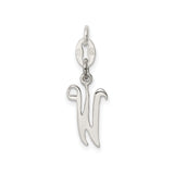 Sterling Silver Pendant, Script Initial W Letter Charm with Flowing Monogram Design