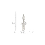 Sterling Silver Pendant, Script Initial W Letter Charm with Flowing Monogram Design