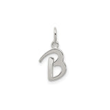 Sterling Silver Initial B Pendant, Script Letter Charm in Monogram Style for Women