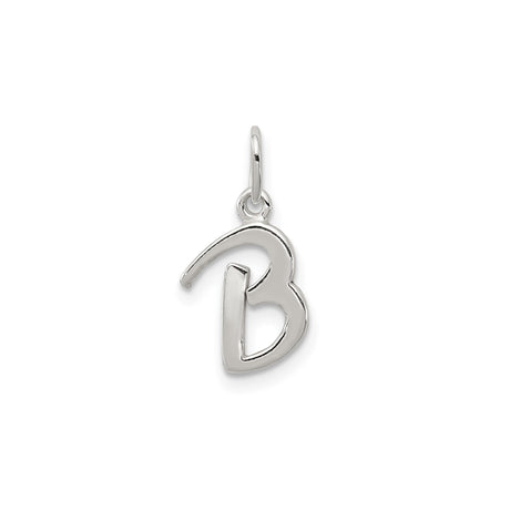 Sterling Silver Initial B Pendant, Script Letter Charm in Monogram Style for Women