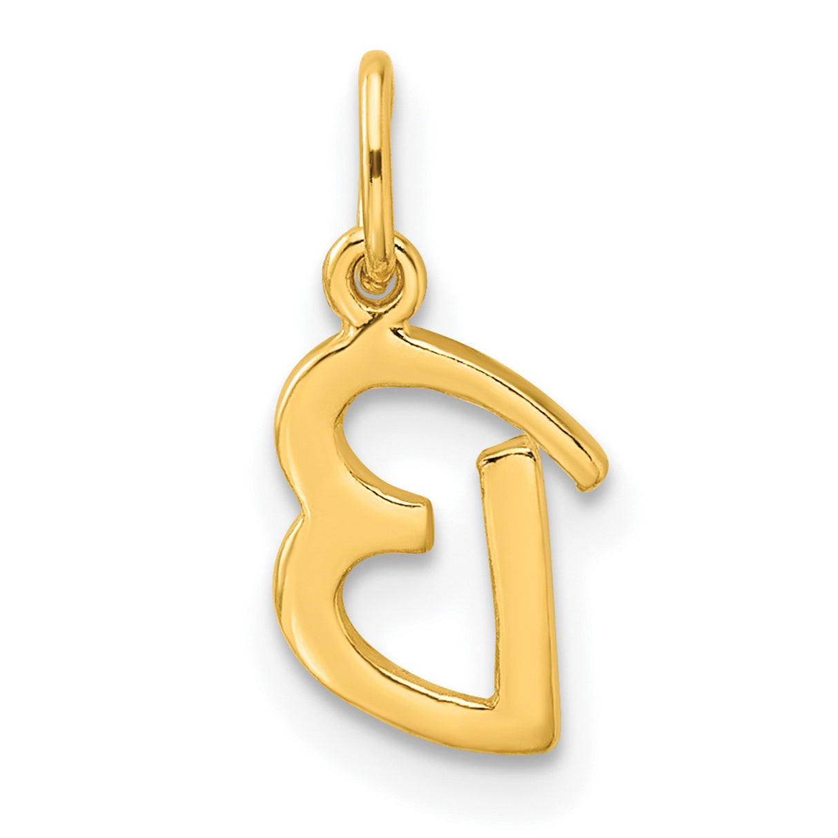 Polished Letter B Initial Charm Pendant in Real 925 Sterling SIlver