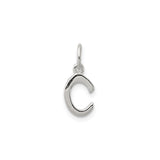 Sterling Silver Initial C Pendant Charm, Polished Block Letter Monogram Jewelry