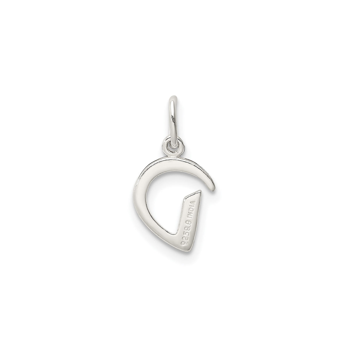 Sterling Silver Pendant Charm with Polished Letter D, Initial Monogram Design