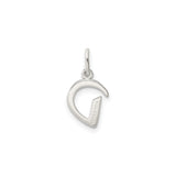 Sterling Silver Pendant Charm with Polished Letter D, Initial Monogram Design