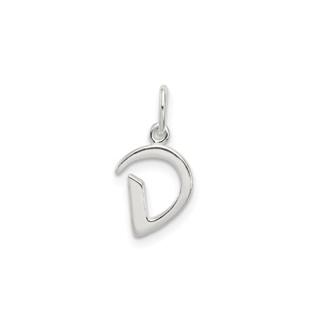 Sterling Silver Pendant Charm with Polished Letter D, Initial Monogram Design