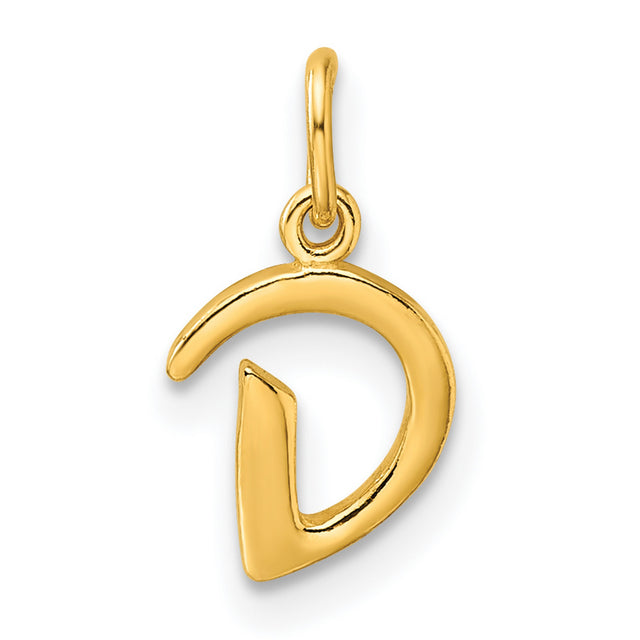 Polished Letter D Initial Charm Pendant in Real 925 Sterling SIlver