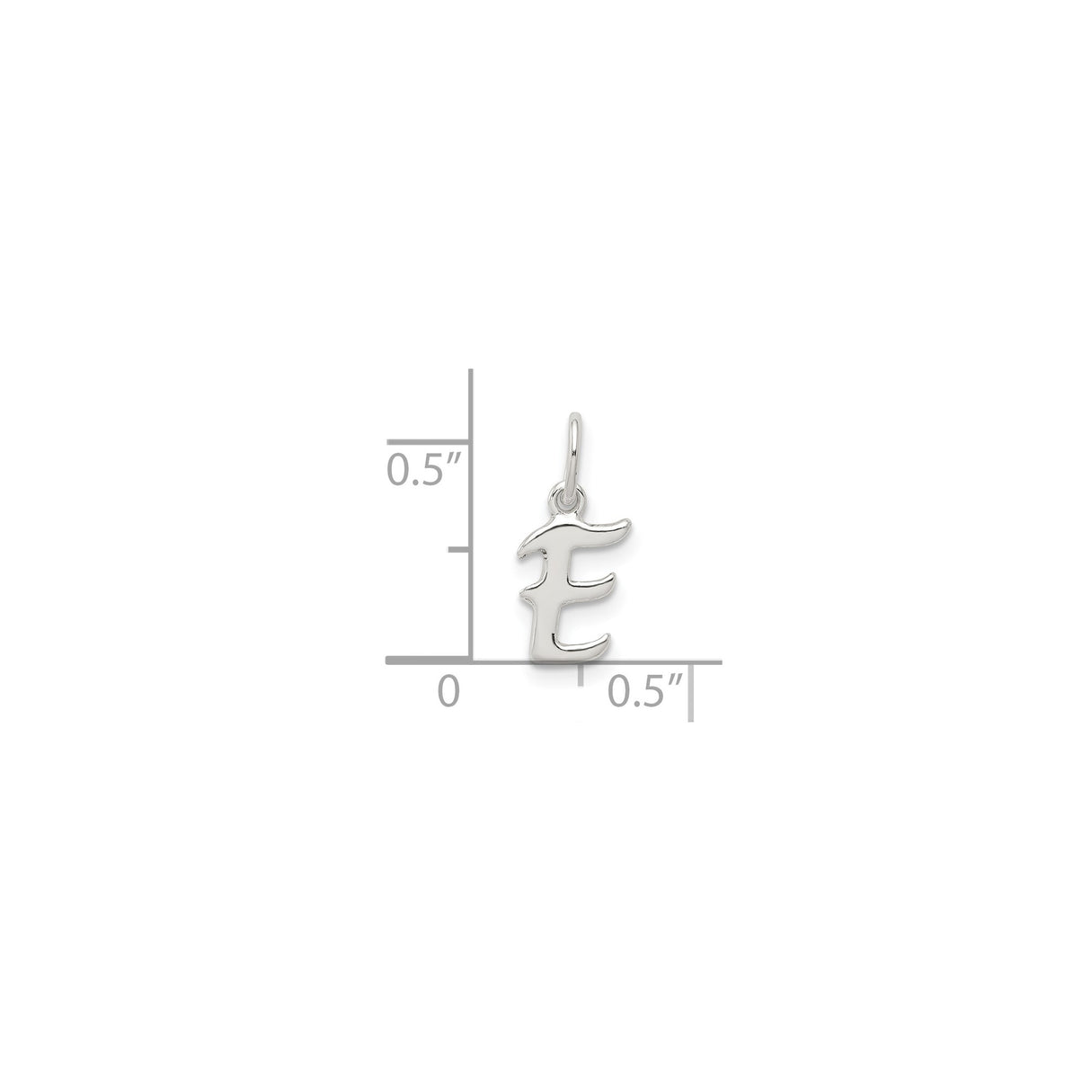 Sterling Silver Letter E Pendant, Cursive Initial Charm with Polished Finish